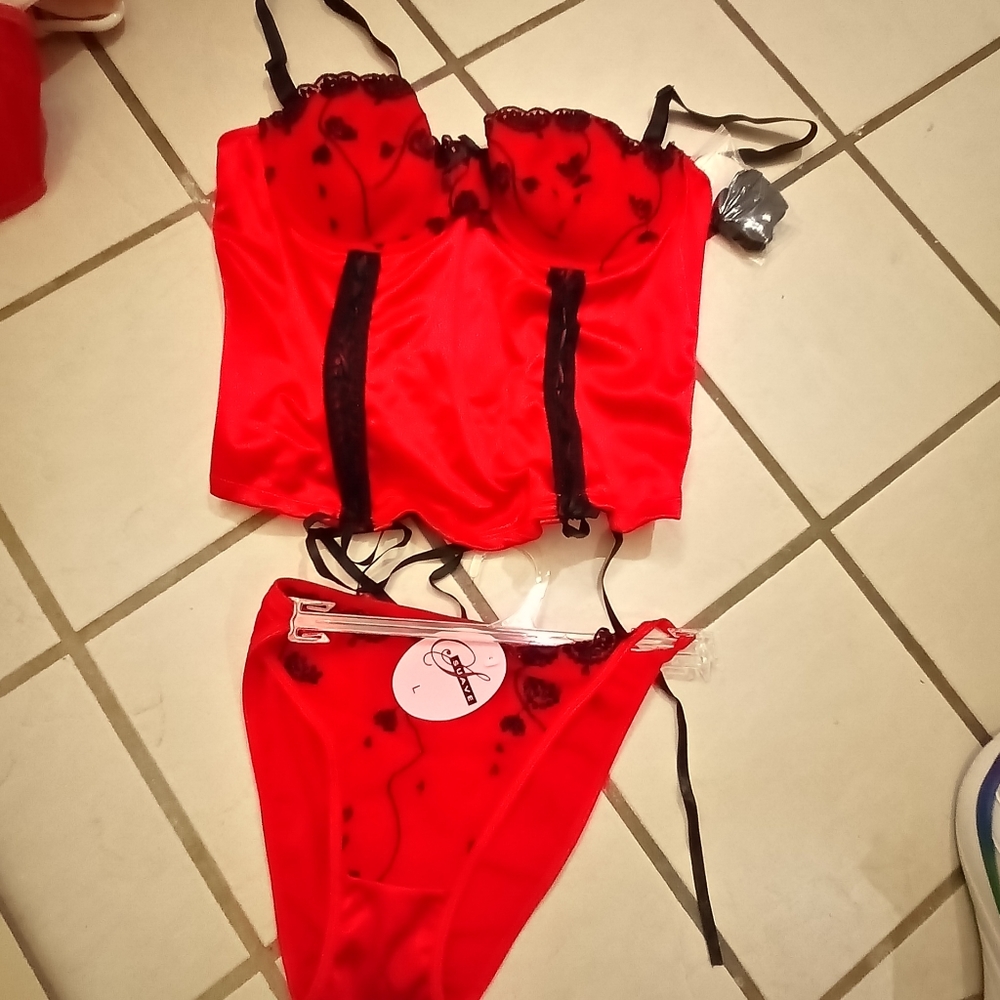 Red and black lingerie